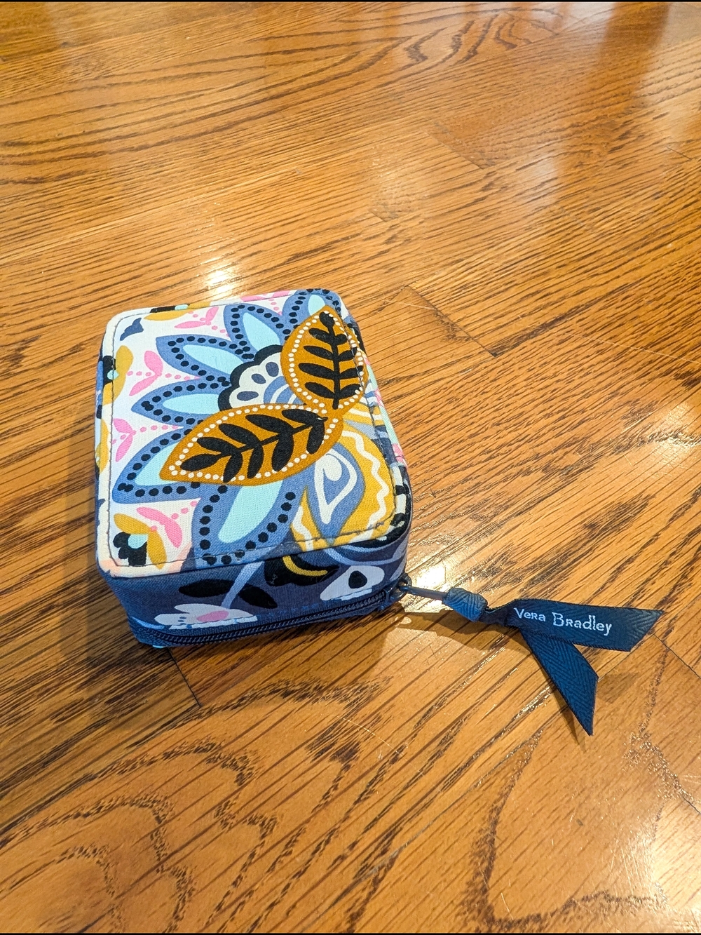 Vera Bradley Blue Floral Quilted Travel Pill Case